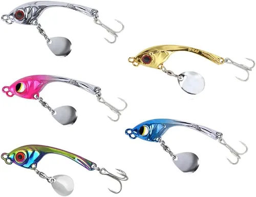 Miniatura 10 de Señuelos de hoja de metal VIB, señuelos de pesca duros con cuchilla, señuelos de pala giratoria, cucharas de fundición largas para lubina