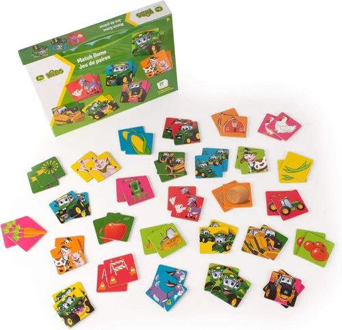 John Deere Kids - Juego de memoria con temática de granja para niños pequeños y niños, juguetes John Deere, juegos preescolares y actividades de