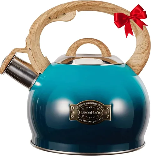 Hauce Radio Hervidor de té, tetera silbante de acero inoxidable de grado alimenticio para estufa con mango ergonómico anti-calor, boquilla para té,
