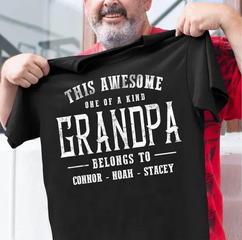 Miniatura 24 de Camisa personalizada para el abuelo con niños, regalos para el abuelo, regalos para el día del padre, regalos para hombres