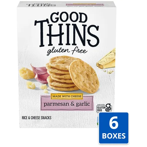 Miniatura 4 de GOOD THINS Snacks de arroz y queso con parmesano y ajo, galletas sin gluten, galletas a granel, 6 cajas de 3.5 onzas