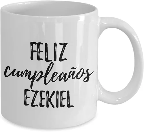Miniatura 2 de Feliz Cumpleanos Ezequiel - Taza de café con nombre personalizado para regalo de cumpleaños, 11 onzas