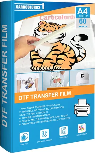 Miniatura 7 de Papel de película de transferencia DTF de alta calidad, A4 (8.4 x 11.7 pulgadas), 30 hojas de pretratamiento transparente mate de doble cara, papel