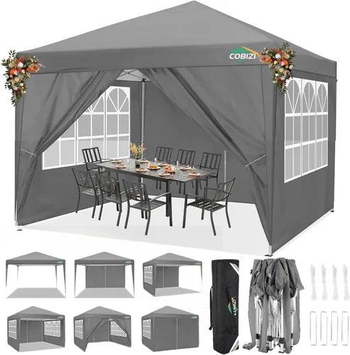 Miniatura 15 de COBIZI - Toldo desplegable de 10 x 20 pies con 6 paredes, impermeable y con protección UPF 50+, ideal para bodas, fiestas, eventos al aire libre