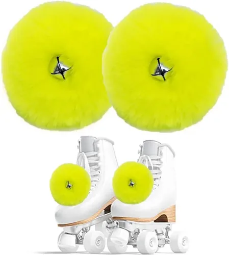 Miniatura 8 de 2 pompones para patinaje sobre ruedas para mujeres y niñas, de princesa, para patinaje sobre hielo, bolas de pompón con cascabeles peludos para Rosa