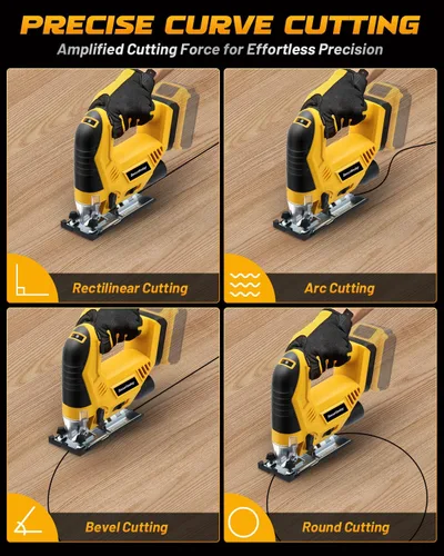 Miniatura 3 de Sierra de calar inalámbrica compatible con batería Dewalt de 20 V MAX, 6 velocidades variables, 4 ajustes orbitales, ángulo biselado (0 ° - 45 °)