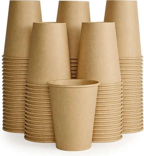 Miniatura 11 de LITOPAK Paquete de 100 tazas de café de papel kraft de 8 onzas para agua, jugo y té, tazas de café caliente desechables para el hogar, restaurante