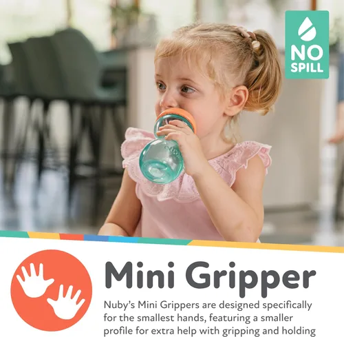 Miniatura 3 de Nuby Mini Gripper No-Spill Baby Sippy Cups with Soft Spout - (3 Pack) 6 oz - 6+ Months - Pink/Purple/Aqua