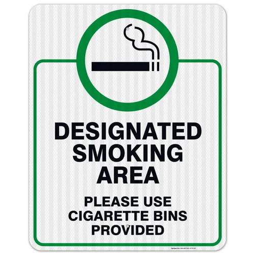 Miniatura 12 de Letrero designado para zona de fumar, letrero con texto en inglés "Please Use Cigarrette Bins Sign", 10 x 14 pulgadas, libre de óxido, aluminio 040