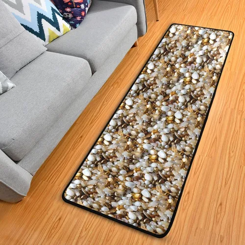 Miniatura 14 de MNSRUU Alfombra larga para pasillo colorido conchas en azul interior exterior alfombra antideslizante entrada alfombra para pasillo cocina piso 72 x