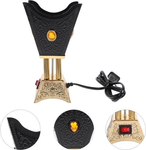 Miniatura 7 de Cabilock Quemador de incienso eléctrico Bakhoor enchufable con diseño de metal hueco para el hogar, oficina, spa, yoga, aromaterapia, mesa