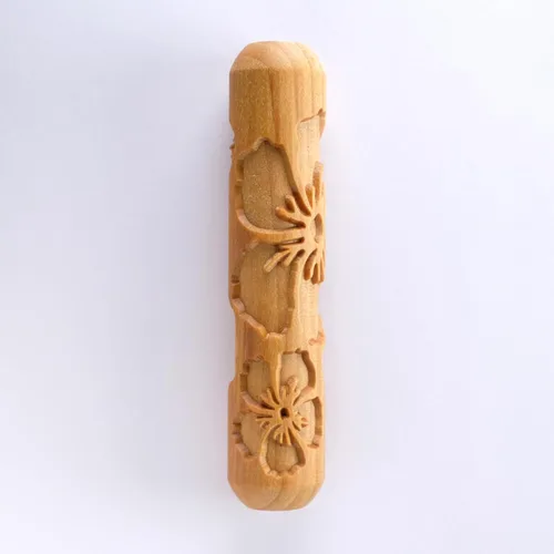 Miniatura 2 de MKM Pottery Tools Rodillos Manuales Grandes de Madera para Arcilla (BHR-145 Flores de Hibisco)
