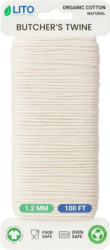 Miniatura 17 de Cordel de carnicero orgánico para cocinar y atar – Cuerda de cocina de algodón natural resistente de 1.2mm de 1000 pies – Cuerda apta