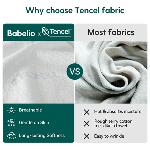 Miniatura 3 de Babelio Colchón para cuna, colchón para cama infantil, colchón de espuma viscoelástica, doble cara con funda Tencel y forro impermeable