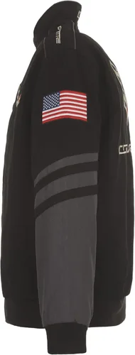 Miniatura 4 de JH DESIGN GROUP Chaqueta de sarga de algodón bordada Chevy Corvette C7 para hombre C721 Negro