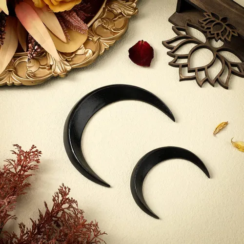 Miniatura 7 de 2 horquillas talladas a mano con luna creciente para mujer, palillo de pelo de luna, pinza para el cabello de luna creciente, horquilla de luna Negro