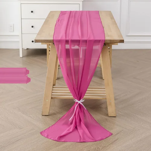 Miniatura 23 de Paquete de 2 caminos de mesa de gasa de 10 pies de 29 x 120 pulgadas, camino de mesa romántico transparente para boda, fiesta de cumpleaños