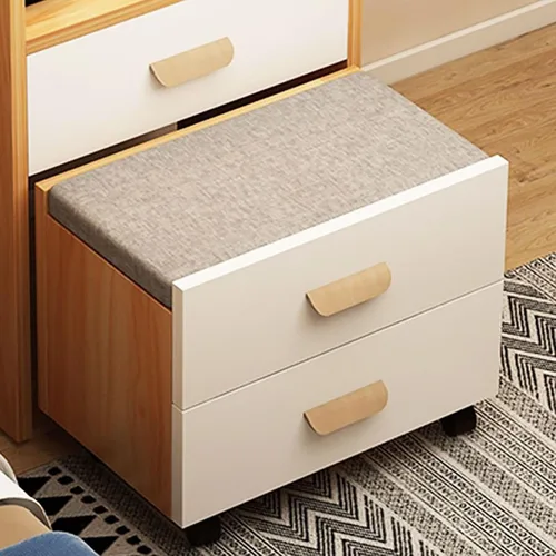 Miniatura 6 de Tocador de diseño integrado, mesa de maquillaje con espejo de maquillaje reversible de alta definición, escritorio de maquillaje con cajones