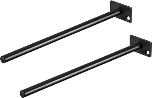 Miniatura 10 de uxcell Soportes para estantes, 2 piezas de 5 pulgadas, soporte flotante oculto de metal, soportes redondos invisibles, para estantes de madera