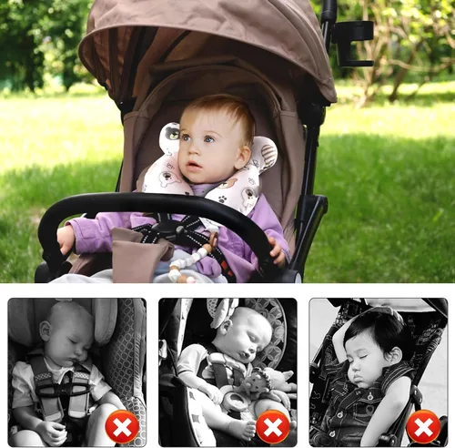 Miniatura 4 de vocheer Almohada de viaje para bebé (mejorada), almohada de apoyo para cabeza y cuello para cochecito, asiento de coche, cochecito, gorila, algodón