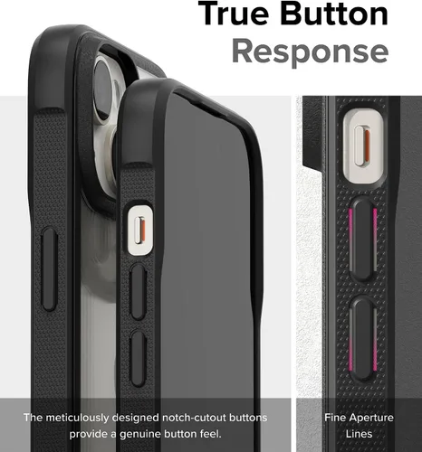 Miniatura 9 de Ringke Fusion Bold - Funda para iPhone 15, lados texturizados para agarre, tecnología antiamarilleo, parte trasera transparente para mostrar el Negro