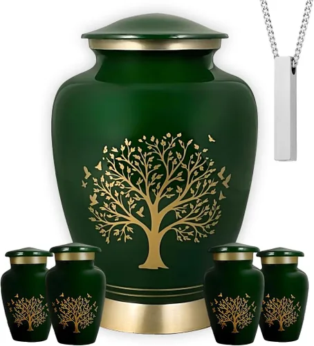Miniatura 7 de AmericUrn Blue Tree of Life Urnas de Cremación Personalizadas con Grabado Personalizado para Cenizas Humanas – Conjunto Memorial para Adultos