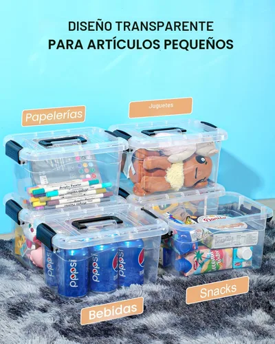 Miniatura 8 de EOENVIVS Contenedores de almacenamiento de plástico con tapas, paquete de 6 unidades, contenedores organizadores de almacenamiento de 7 cuartos