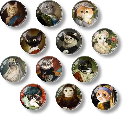 12 imanes de cristal para nevera, lindos gatos, imanes decorativos para refrigerador, para cocina, oficina, pizarra, gabinete y lavavajillas