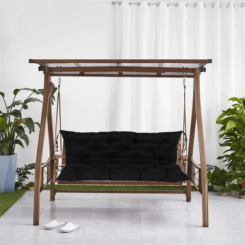 Miniatura 7 de Cojines de banco de repuesto suaves y gruesos con lazos, cojín para silla colgante, cojín de sofá tatami para suelo, almohadilla de banco Negro