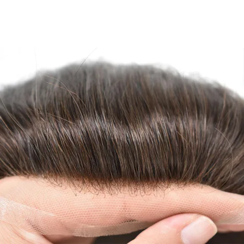 Miniatura 5 de Toupee Hair Piece French Lace Real Human Hair Mens Hair Units System Front Bleched Knot Toupee para hombres, postizos de línea capilar natural