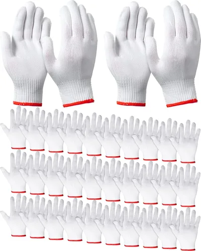 SATINIOR 36 pares de guantes de trabajo de mano, forro de algodón blanco, guantes de seguridad para barbacoa, forro para hombres y mujeres, Borde