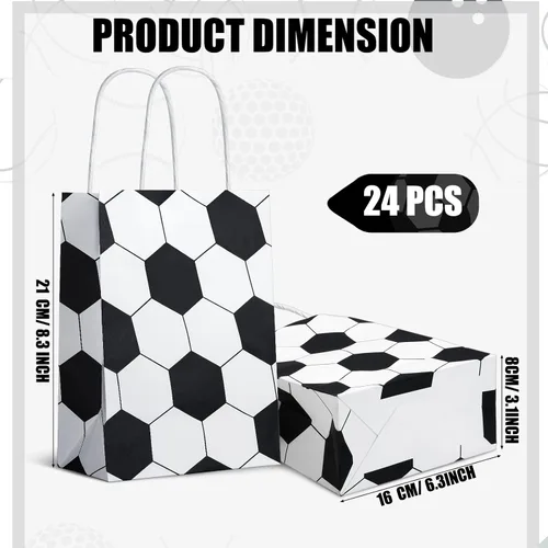 Miniatura 2 de Zonon 24 bolsas de papel para fanáticos del fútbol, bolsas de regalo de fútbol para fanáticos del deporte, golosinas para niños y adultos, fiesta