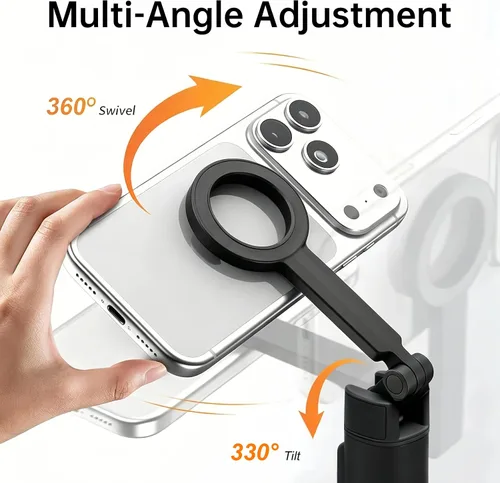 Miniatura 4 de Trípode magnético para selfie, soporte magnético extensible de aluminio de 67 pulgadas para Magsafe, giratorio de 360° y inclinación de 330°