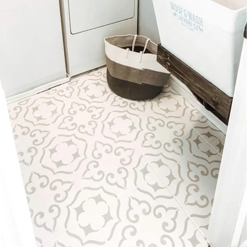 Miniatura 7 de STENCILIT® Malaga Plantilla Grande para Piso - Reposicionable para Azulejo de 16x16 Pulgadas, Plantillas para Pintar Pisos, Plantillas de Hormigón