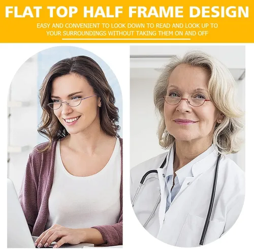Miniatura 2 de touk Half Frame Reading Glasses Anti Blue Light UV Filter, Half Moon Lens Semi Rim Spring Hinge Readers with Case for Women