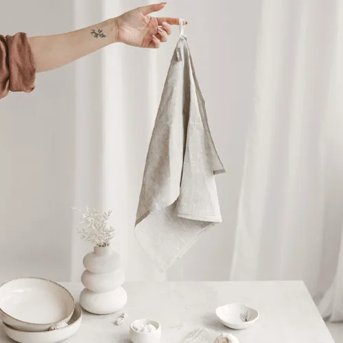 Miniatura 8 de Paños de Cocina de Lino Puro 100% Lino - Juego de 4 Toallas de Cocina y Paños de Cocina Naturales - Paños de Té - Pequeñas Toallas de Mano
