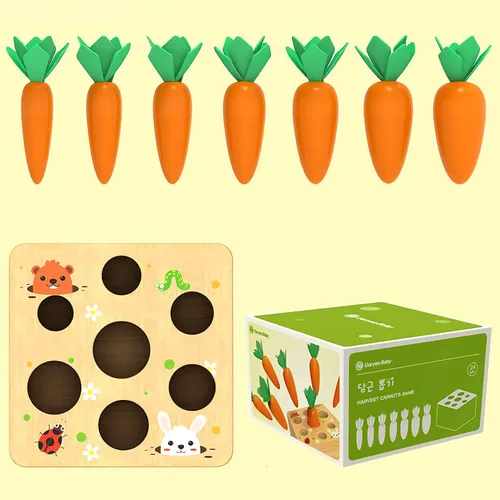 Miniatura 4 de Juguetes Montessori para niños de 1 año, juego de clasificación de tamaño en forma de zanahoria, juguetes de madera para bebés de 6 a 12 meses