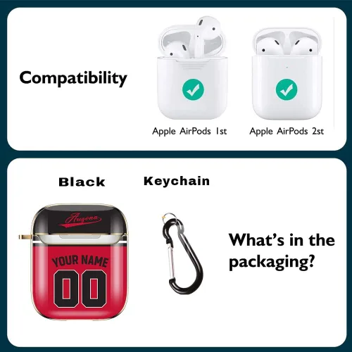 Miniatura 2 de Funda de béisbol personalizada con nombre y número para Apple AirPods de 2ª y 1ª generación, Arizona personalizada para fanáticos de los deportes