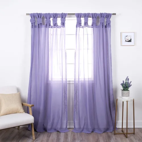Miniatura 13 de Best Home Fashion Juego de 2 cortinas traslúcidas de lino sintético con pestaña torcida, tratamiento de ventana para sala de estar, comedor, Gris