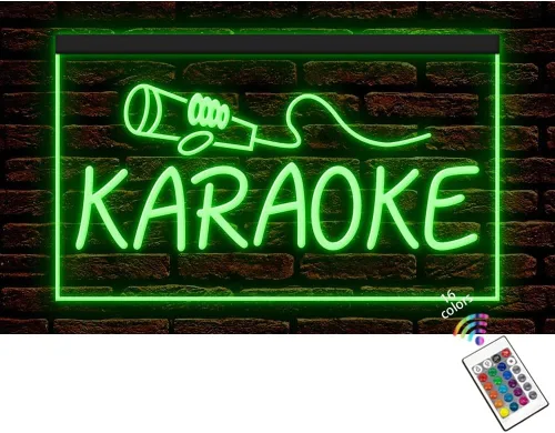 140015 Karaoke Lounge Box Club Singer Bar Pub Open Home Decor Display LED Letrero de neón con luz LED (12 x 8 pulgadas, 16 colores por control 16