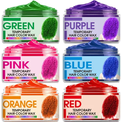 Cera temporal para el cabello de 6 colores, regalos de Navidad, rellenos de calcetines para niños, tinte para el cabello natural de color azul,