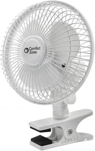 Miniatura 10 de Comfort Zone Ventilador portátil con clip para cochecito, de 15 cm con inclinación totalmente ajustable, silencioso de 2 velocidades para cama, mini