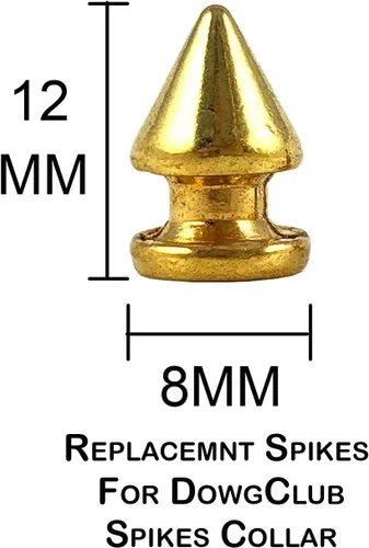 Miniatura 2 de Picos de metal de repuesto para collar de perro DowgClub de cuero genuino en color dorado (paquete de 10, dorado)