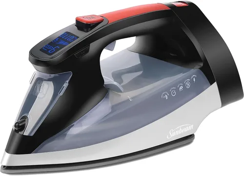 Sunbeam Plancha de vapor digital profesional de 1700 W, 11 ajustes de calor, pantalla LCD multicolor, planchado de precisión, disparo horizontal o