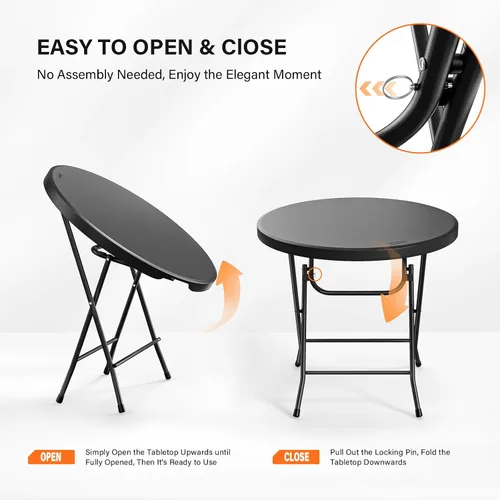 Miniatura 4 de VINGLI Mesa redonda plegable para banquetes comerciales de 32 pulgadas, mesa de comedor de café de cartas de plástico portátil para cocina o fiesta