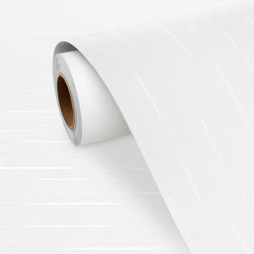 Miniatura 8 de FunStick Papel tapiz de rayas gruesas para despegar y pegar, papel tapiz blanco texturizado, papel de contacto blanco extraíble para gabinetes, tela