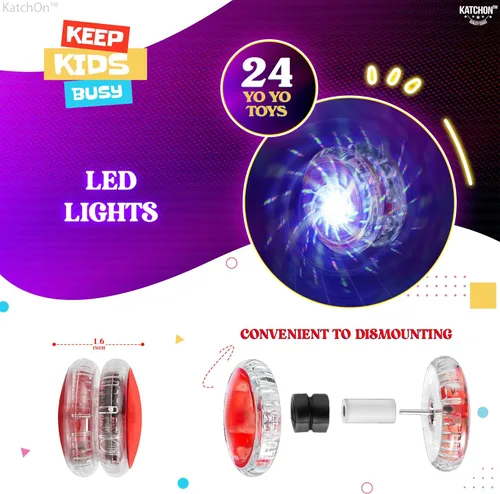 Miniatura 3 de KatchOn, Yoyos multicolor iluminados – Paquete de 24 Yoyo LED a granel, rellenos de piñata para niños, recuerdos de fiesta de cumpleaños Yoyo