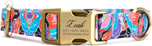 Miniatura 11 de Collar de perro personalizado con nombre y número de teléfono grabado, collar ajustable personalizado para cachorros, collar de algodón orgánico