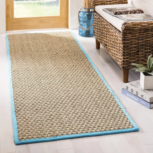 Miniatura 39 de Safavieh Natural Fiber NF114P - Alfombra redonda de hierba marina, tejido de canasta, con borde, de 244 cm, color gris Natural/ gris