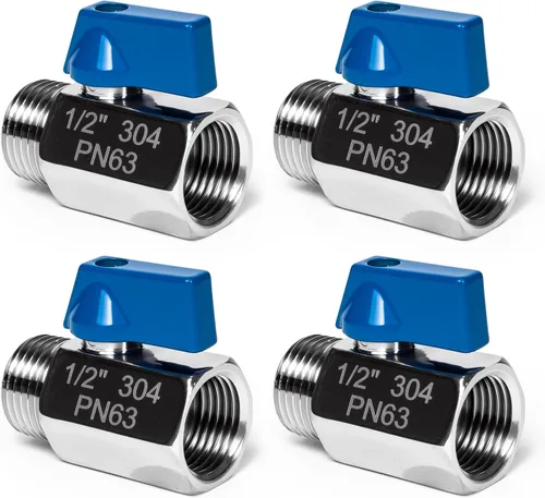 Miniatura 16 de Paquete de 2 válvulas de bola mini de 1", válvula de cierre de acero inoxidable 304 rosca NPT hembra x macho válvulas pequeñas para espacio compacto